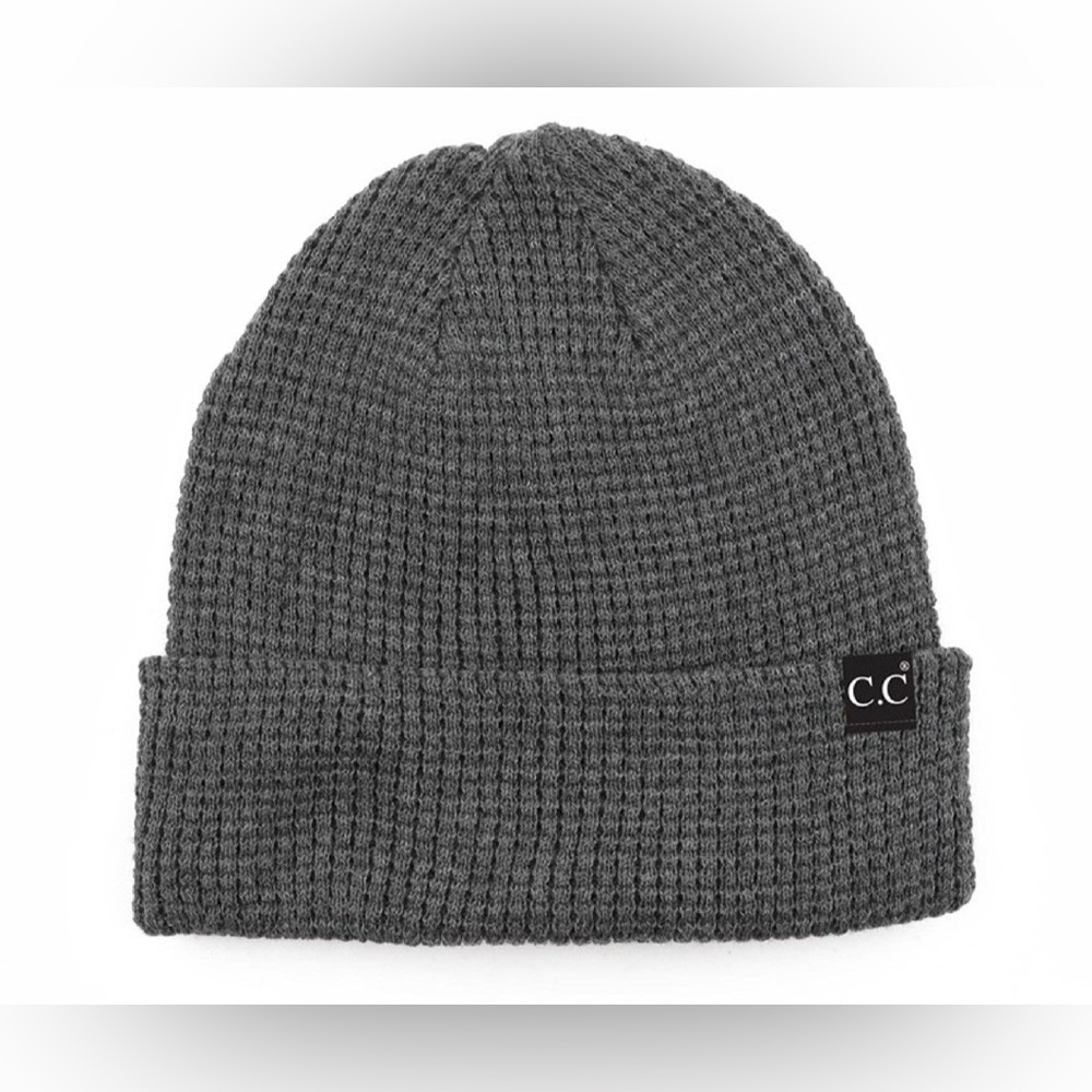 NWT C.C Waffle Knit Thermal Material Beanie Grey - Picture 4 of 6